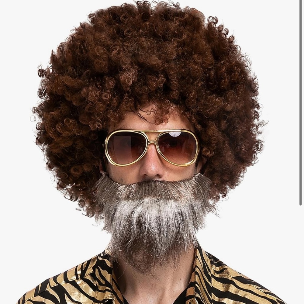 Spooktacular Creations Halloween Brown Afro Wig with Beard